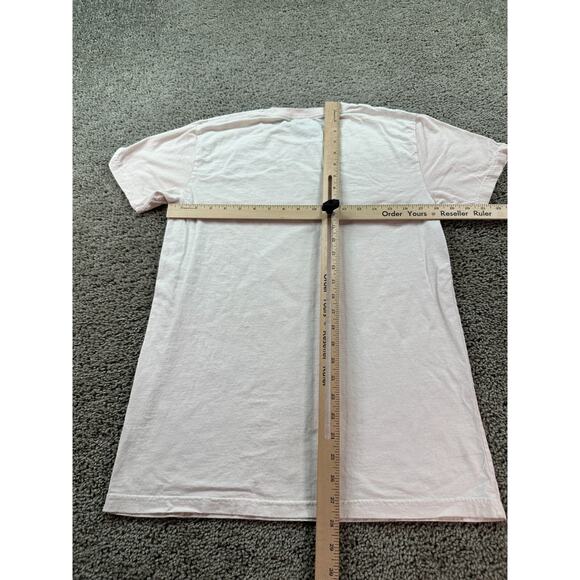 Bright Bat Shirt Womens Medium Beige Purple Puppy Flowers Short Sleeve READ - Picture 9 of 12